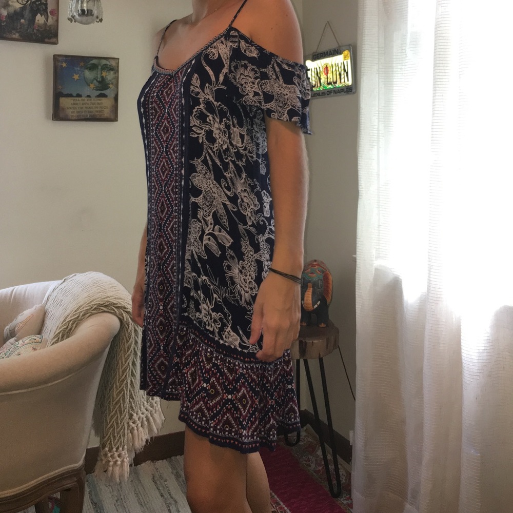 FLORAL PRINT OFF THE SHOULDER DRESS